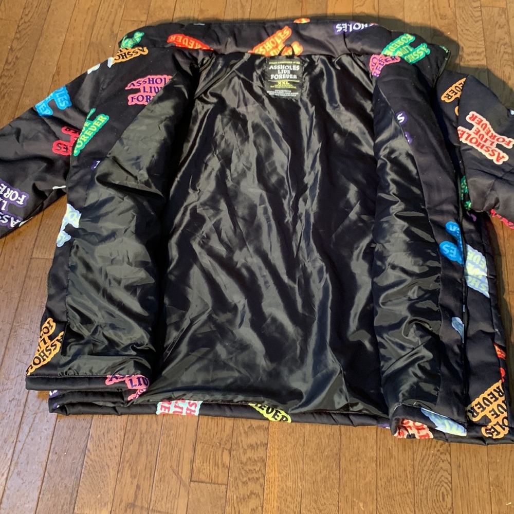 ALF Unisex Black Multicolor Logos Heavyweight Puffer Jacket | XXL - Picture 11 of 11
